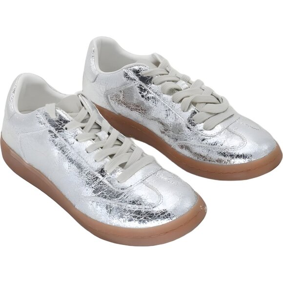 AQUA Women's Dafne Shiny Lace Up Low Top Sneakers Sz 9 - Picture 4 of 6